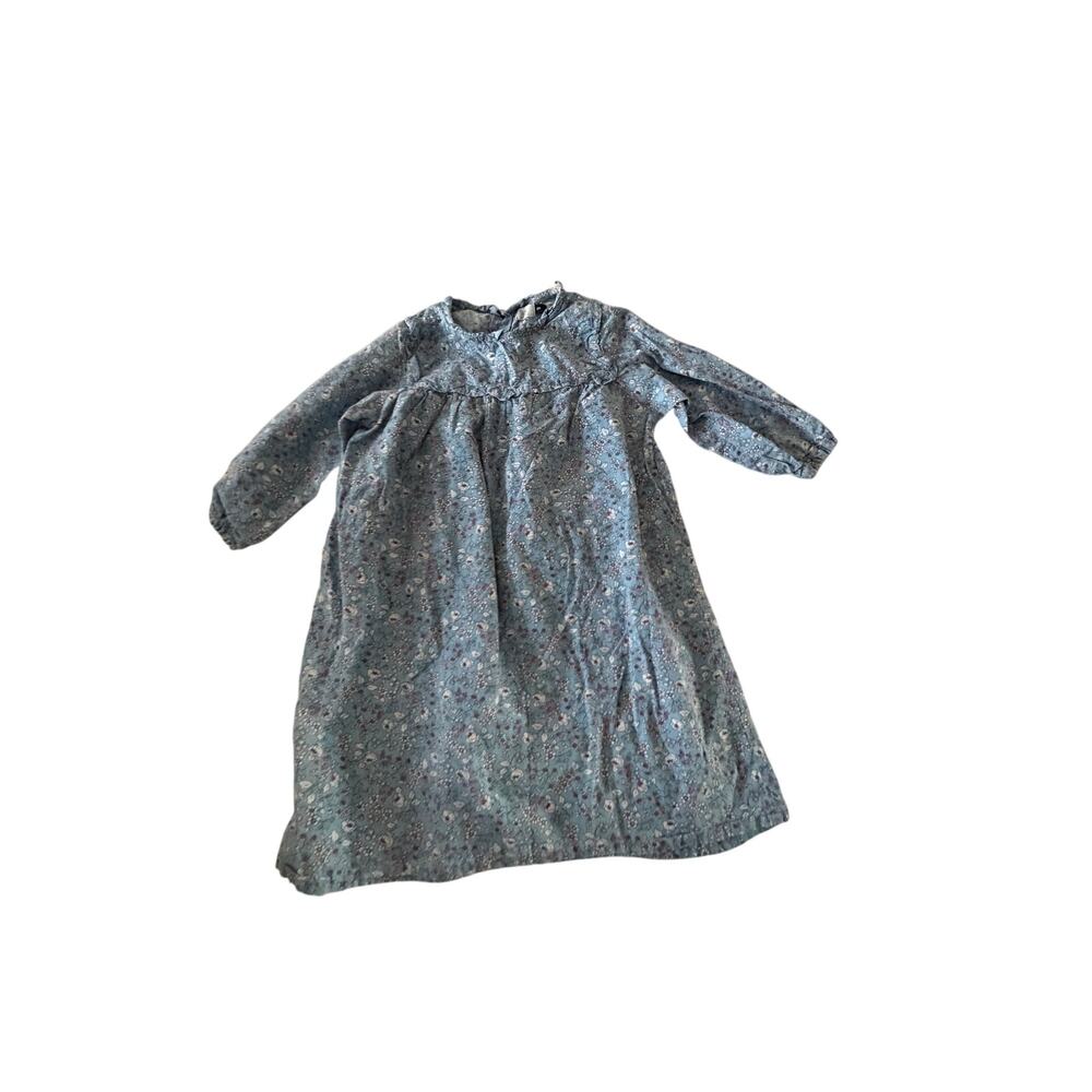 Vintage Bello Land Dress Floral Print Ruffle Crew Neck Blue Size 6